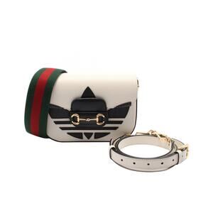 Gucci adidas Horsebit Shoulder Bag Leather White Black